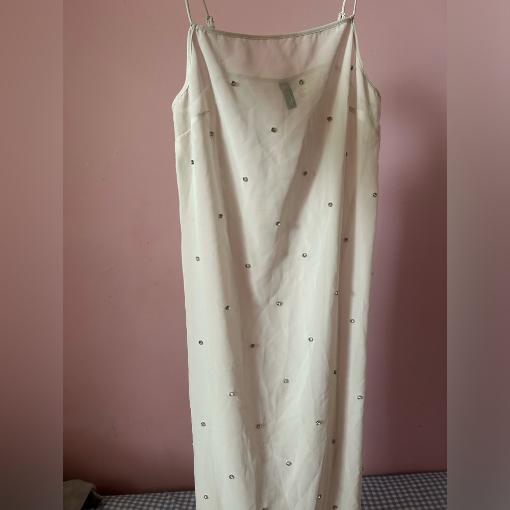 White Sheer rhinestone beaded dress